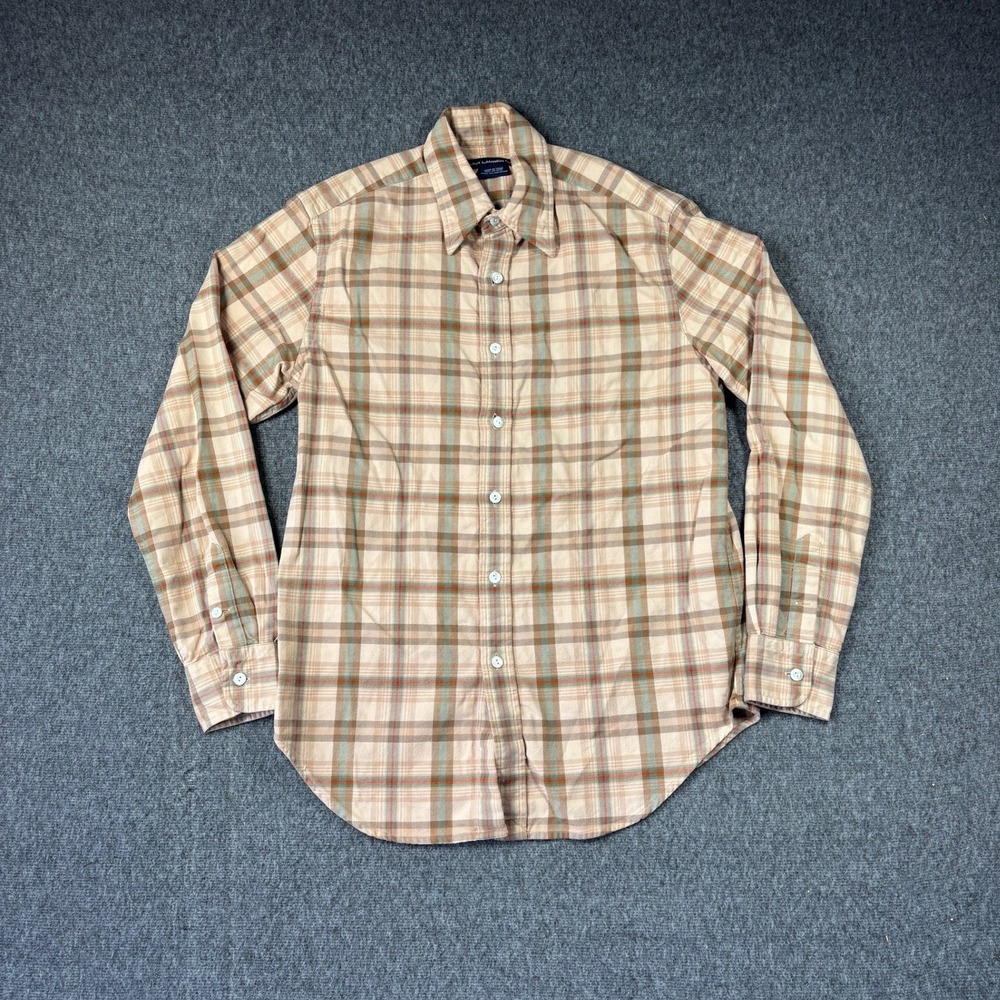 Ralph Lauren Sport‎ Womens Tan Plaid Cotton Button Down Shirt Size 4